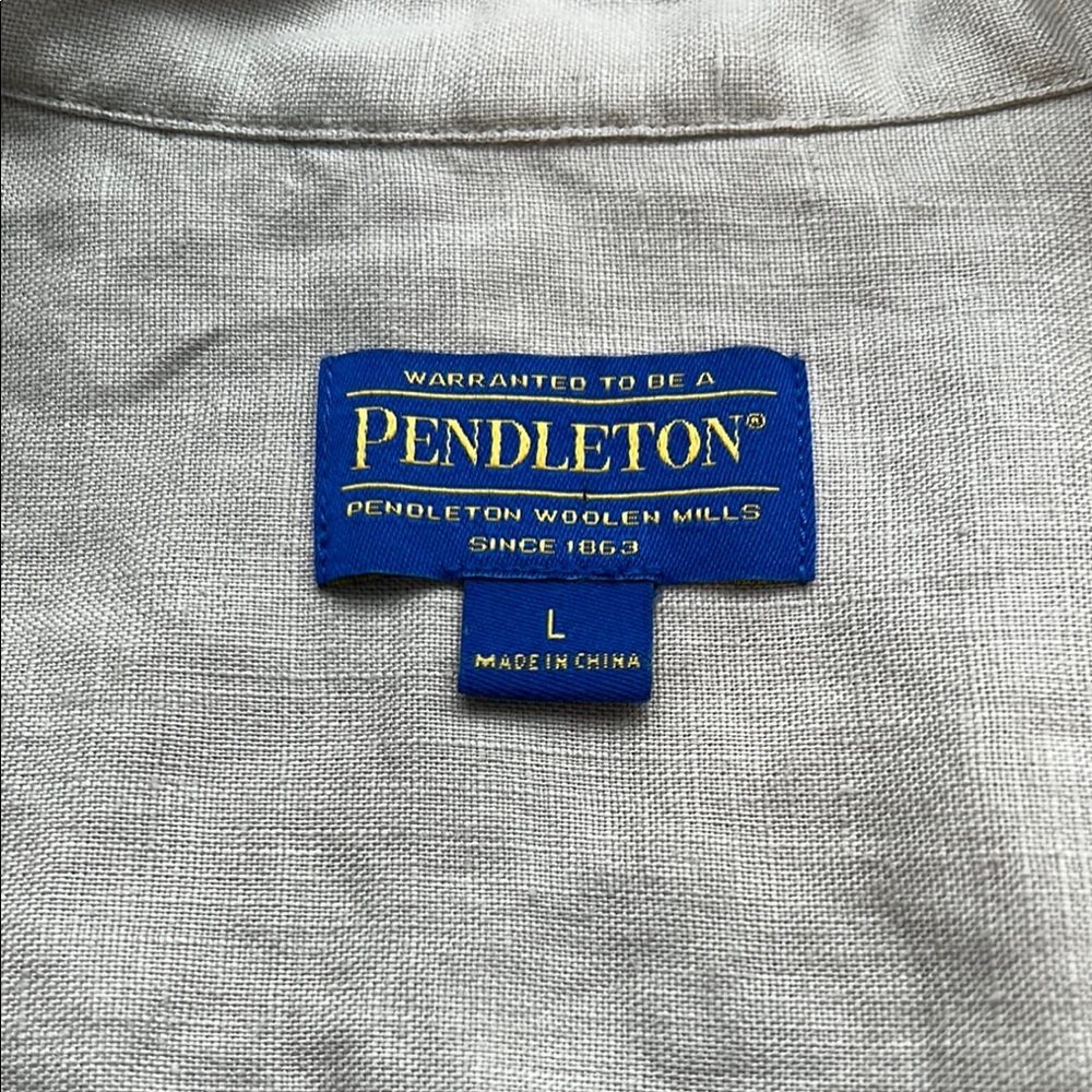 Pendleton Linen Beige Button-Down Shirt Dress Siz… - image 5